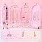 Earring Holder Stand Jewelry Storage Box for Women Foldable Acrylic Jewelry Display Stand Box Jewelry organizer with mirror Suitable for Drop Earrings,Necklaces,Rings,Diamonds,Emeralds (pink)